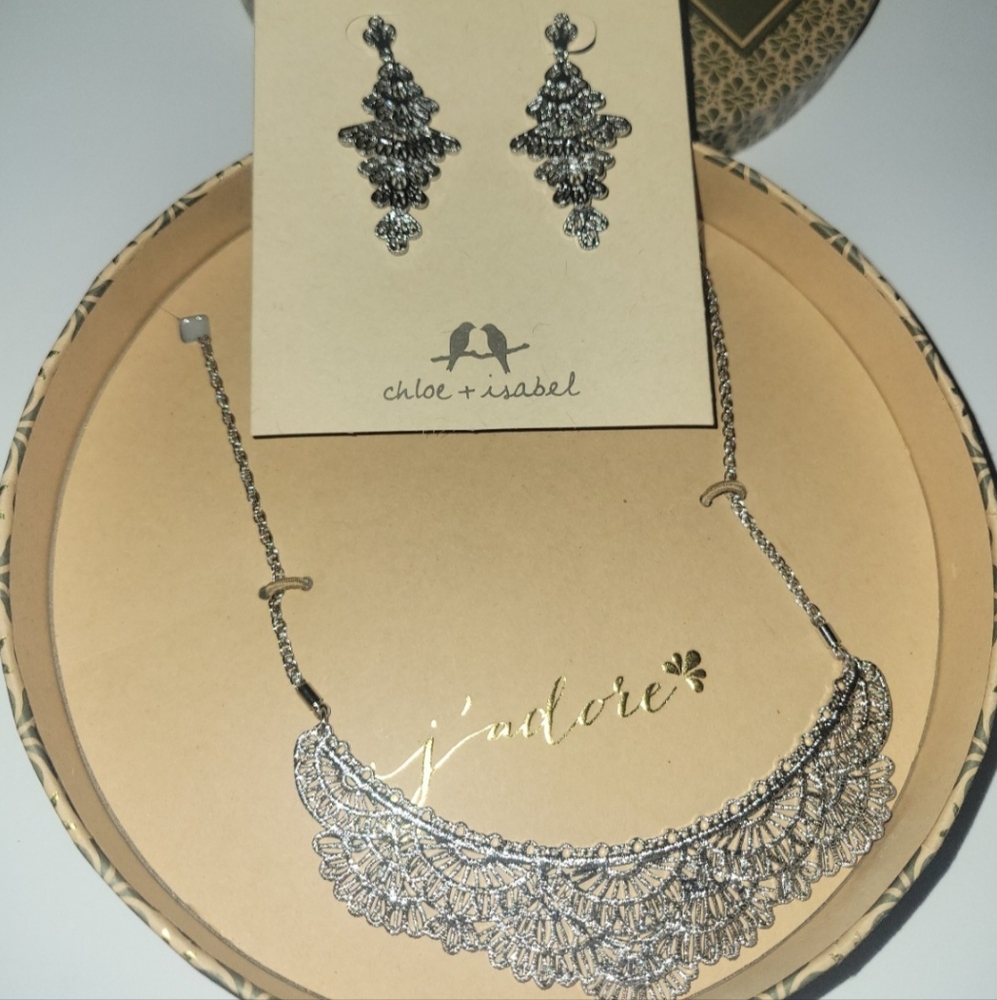 Chloe + Isabel Queens Lace Necklace & Earring set New In Box